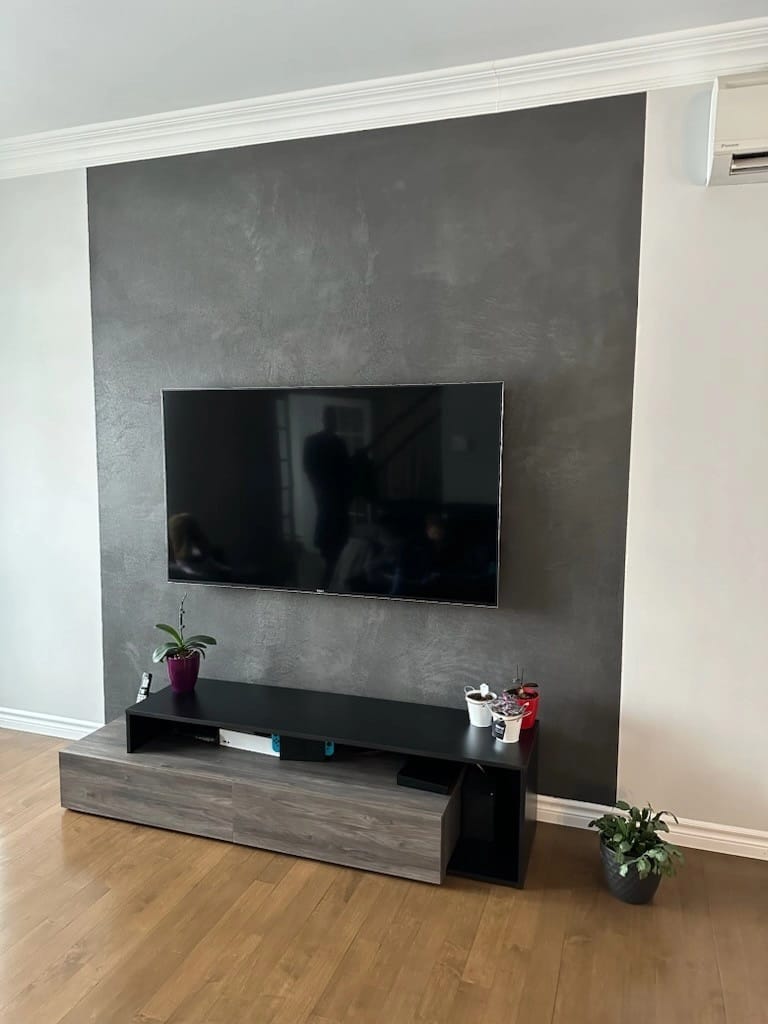 Microbéton FLX — Mur TV charbon